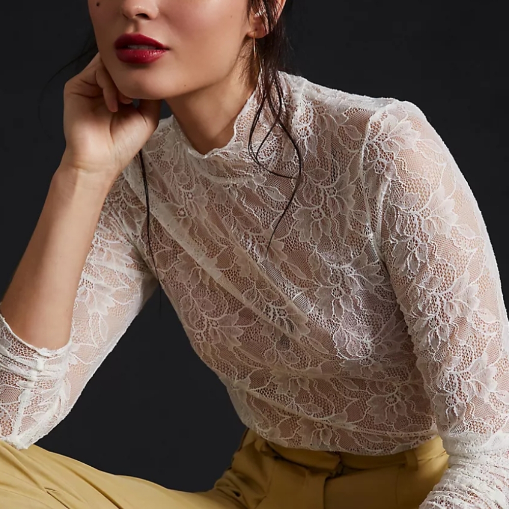 By Anthropologie Lace Layering Turtleneck